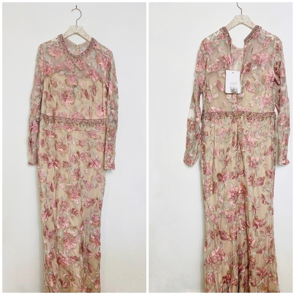 Mac Duggal pink Floral Embroidered Tulle Column Gown - Picture 8 of 16